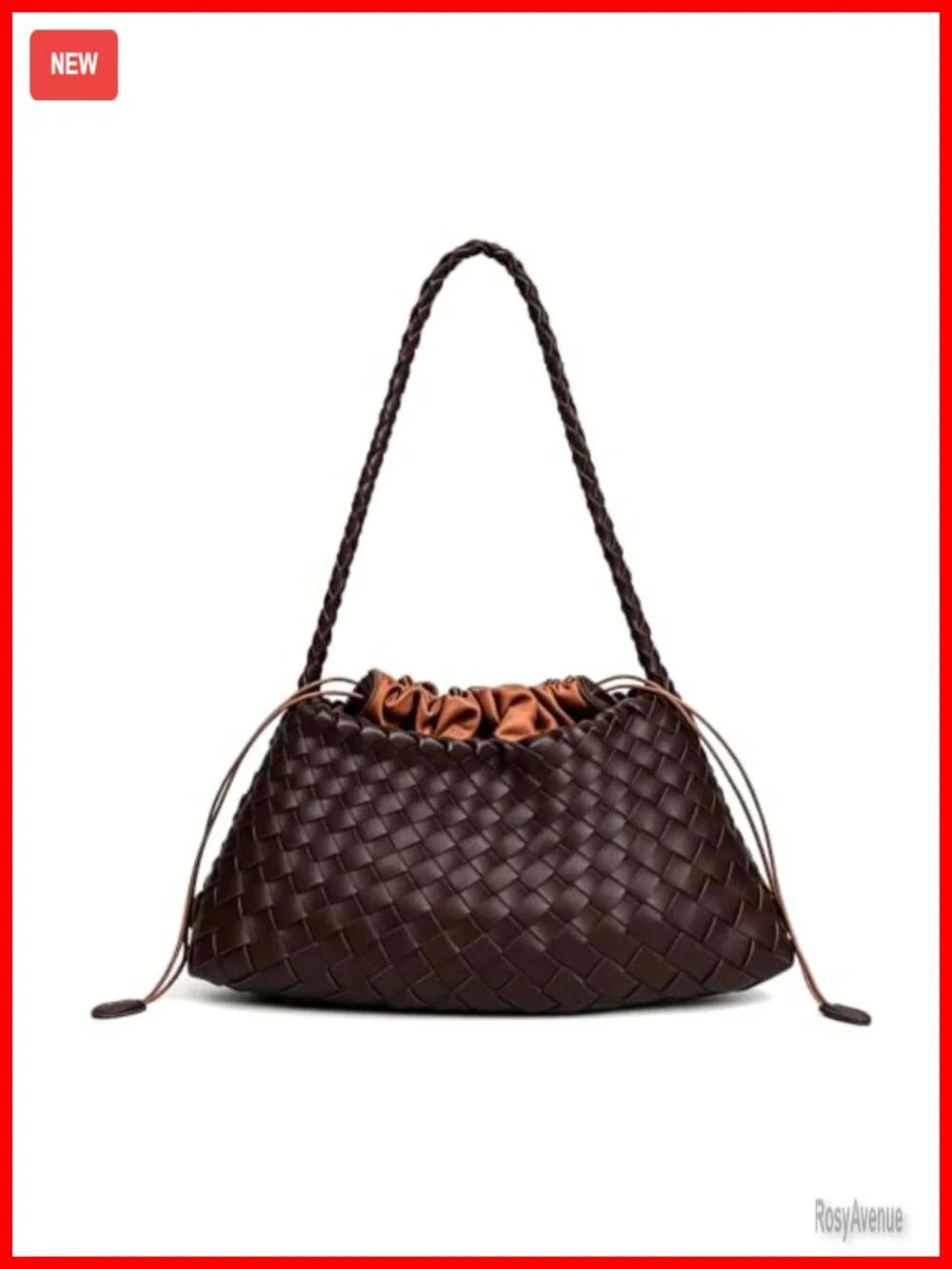 Women's Hand-Woven Faux Leather Slouchy Hobo Shoulder Bag with Detachable